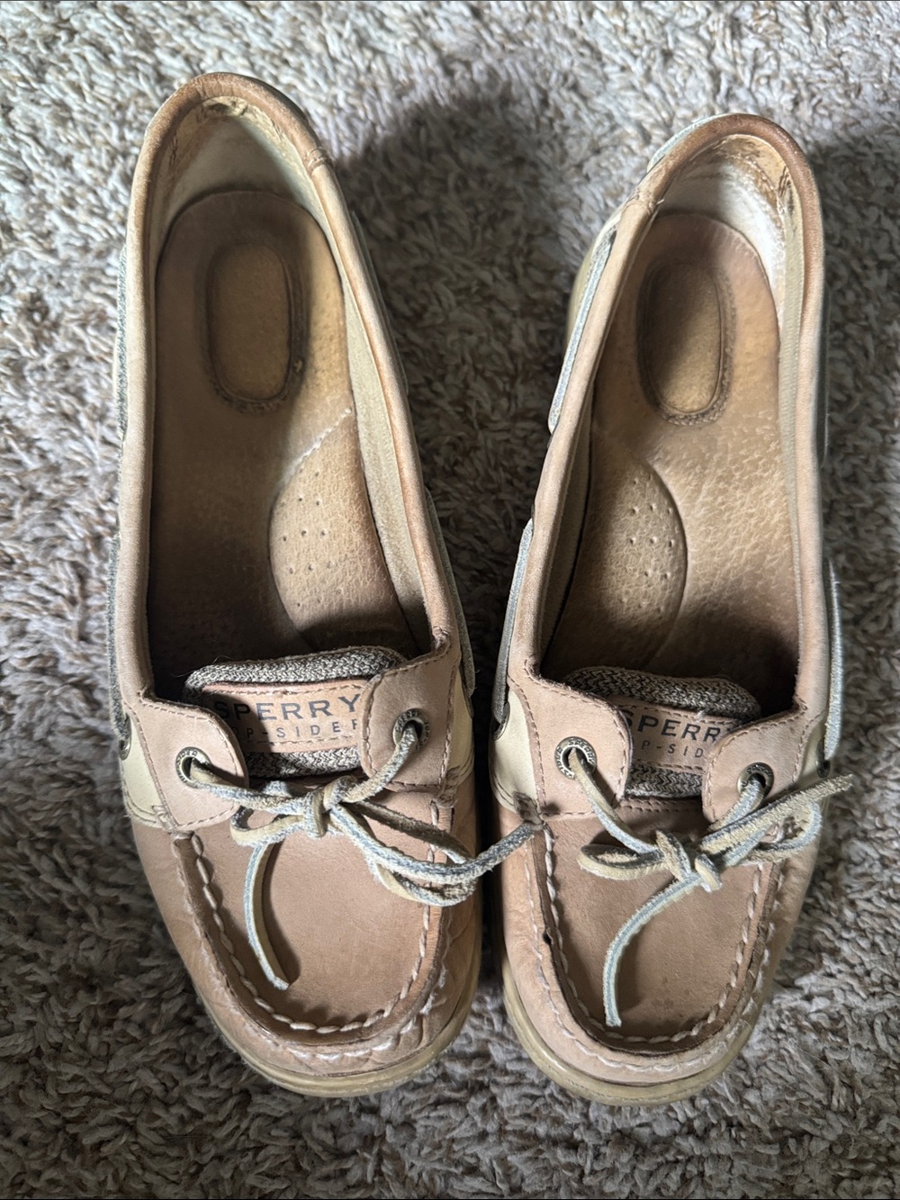 Sperry Women’s Light Brown/Tan Leather Moccasin Boat Shoes